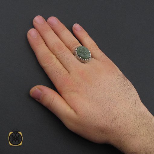 انگشتر یشم با حکاکی یا امام حسن مردانه – کد 10558 - تصویر 5