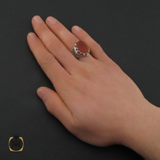 انگشتر عقیق یمن با حکاکی ماشاالله لا قوه الا بالله ان ترن انا اقل منک مالا و ولدا مردانه – کد 10563 - تصویر 5