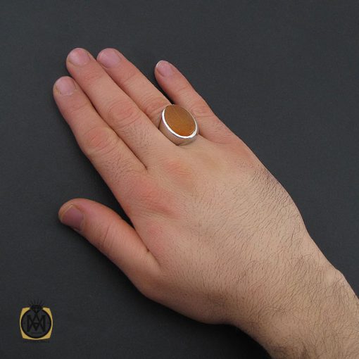 انگشتر عقیق شرف الشمس یمن با حکاکی ماشاالله لا قوه الا بالله ان ترن انا اقل منک مالا و ولدا مردانه – کد 10548 - تصویر 5