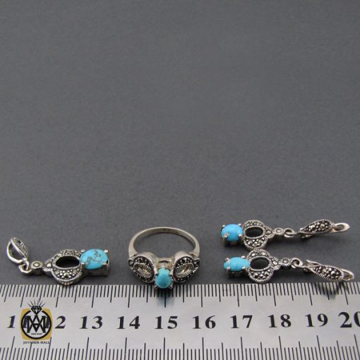 سرویس فیروزه نیشابور و مارکازیت طرح نیلا زنانه -کد 7213 - تصویر 6