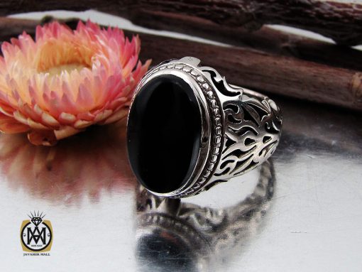 انگشتر عقیق جزع یمن مردانه دست ساز - کد 10747 - تصویر 6