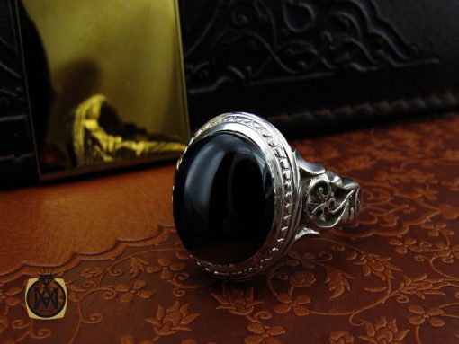 انگشتر عقیق جزع یمن مردانه دست ساز - کد 10748 - تصویر 6