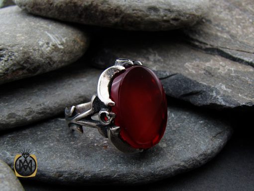 انگشتر عقیق قرمز مردانه – کد 10761 - تصویر 6