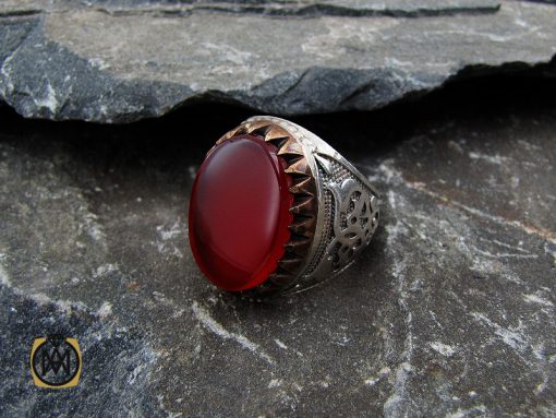 انگشتر عقیق قرمز خوش رنگ و درشت مردانه – کد 10764 - تصویر 6