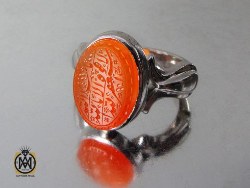انگشتر عقیق یمن با حکاکی ماشاء الله لا قوه الا بالله استغفراللهو علی و محمد مردانه – کد 10782 - تصویر 6