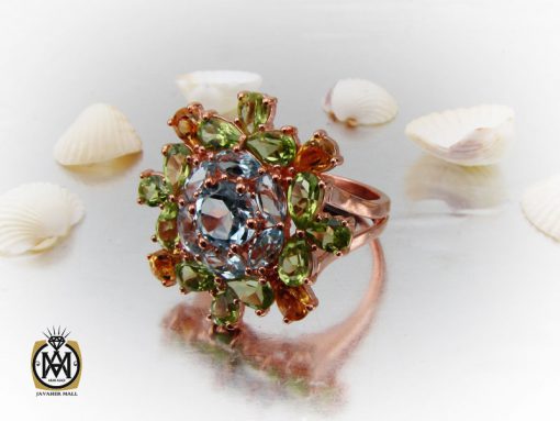 انگشتر زبرجد توپاز سیترین زنانه