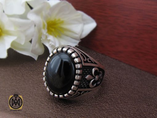 انگشتر عقیق سیاه مردانه