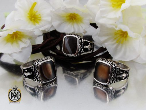 انگشتر عقیق سلیمانی مردانه- کد 10848 - تصویر 6