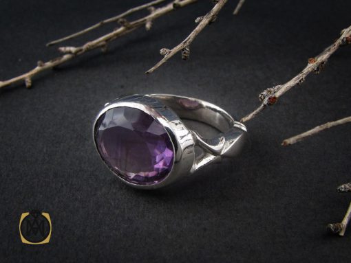 00 انگشتر آمتیست خوش رنگ مردانه دست ساز - کد 10693 - تصویر 6