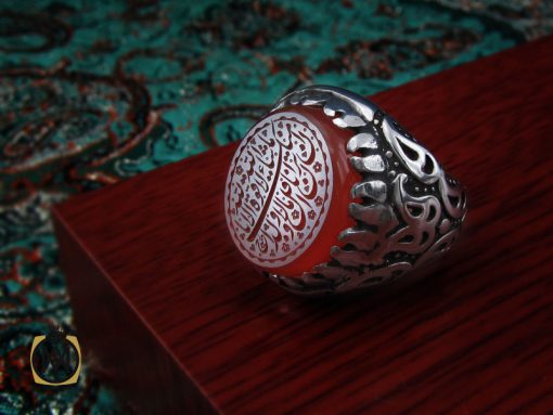 انگشتر عقیق یمن با حکاکی ماشاالله لا قوه الا بالله ان ترن انا اقل منک مالا و ولدا مردانه - کد 10697 - تصویر 6