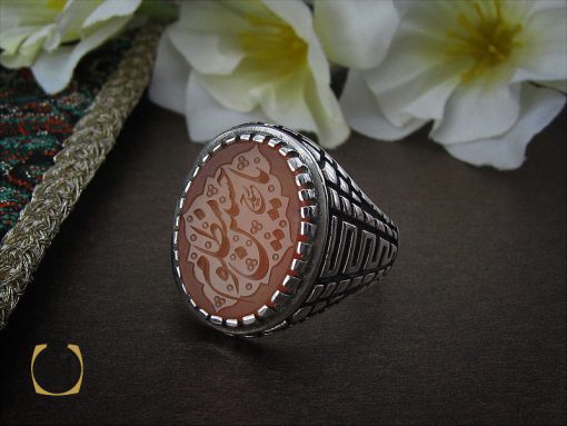 انگشتر عقیق یمن با حکاکی یا حسین مظلوم مردانه - کد 10700 - تصویر 6