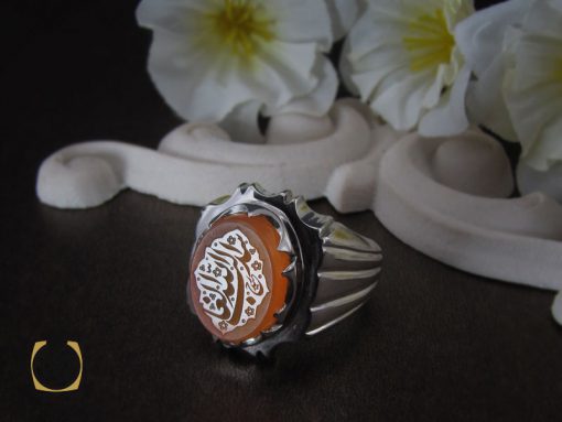 انگشتر عقیق یمن با حکاکی اسد الله الغالب مردانه - کد 10702 - تصویر 6