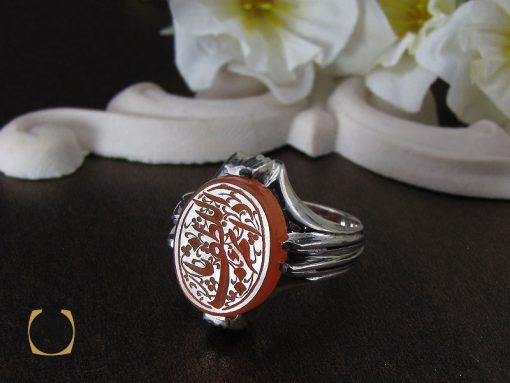 انگشتر عقیق یمن با حکاکی یا دائم اللطف مردانه - کد 10703 - تصویر 6