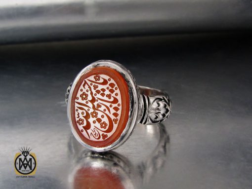 00 انگشتر عقیق یمن با حکاکی یا حسین ثارالله مردانه - کد 10713 - تصویر 6