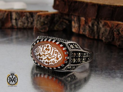 انگشتر عقیق یمن با حکاکی یا سید الشهدا صرح صفوی مردانه - کد 10718 - تصویر 6
