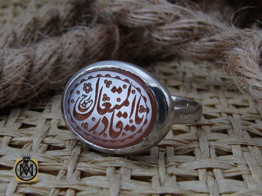 انگشتر عقیق یمن با حکاکی یا قادر المتعال طرح صفوی مردانه - کد 10725 - تصویر 6