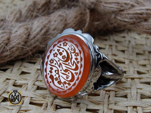 00 انگشتر عقیق یمن با حکاکی سبحان الحي القيوم مردانه - کد 10726 - تصویر 6