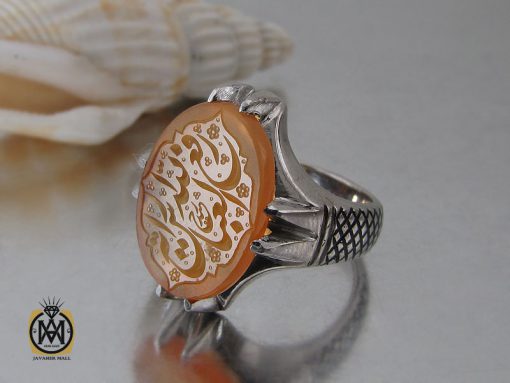 00 انگشتر عقیق یمن با حکاکی شرف الشمس و رفع الله رایه العباس مردانه - کد 10736 - تصویر 6