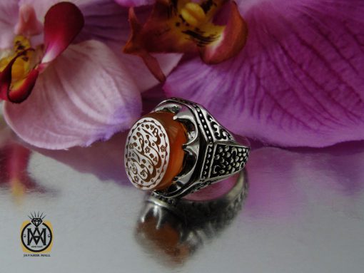 انگشتر عقیق یمن با حکاکی شرف الشمس و هذا من فضل ربي مردانه - کد 10738 - تصویر 6