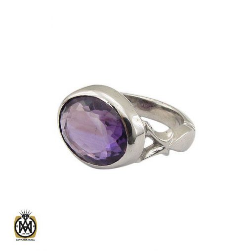 1 انگشتر آمتیست خوش رنگ مردانه دست ساز - کد 10693 - تصویر 1