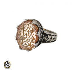 انگشتر عقیق یمن با حکاکی شرف الشمس و ان الحسین مصباح الهدی مردانه - کد 10731 انگشتر عقیق یمن با حکاکی شرف الشمس و ان الحسین مصباح الهدی مردانه - کد 10731