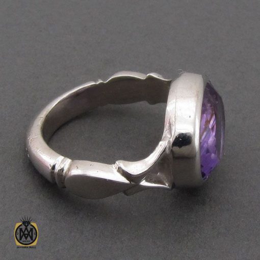 2 انگشتر آمتیست خوش رنگ مردانه دست ساز - کد 10693 - تصویر 2