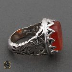 انگشتر عقیق یمن با حکاکی ماشاالله لا قوه الا بالله ان ترن انا اقل منک مالا و ولدا مردانه - کد 10696 - تصویر 2