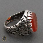 انگشتر عقیق یمن با حکاکی ماشاالله لا قوه الا بالله ان ترن انا اقل منک مالا و ولدا مردانه - کد 10697 - تصویر 2