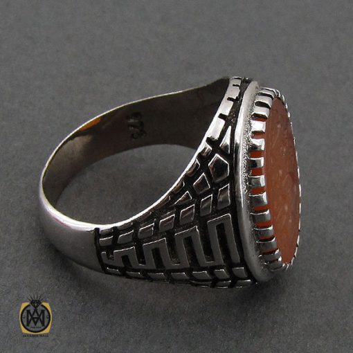 انگشتر عقیق یمن با حکاکی یا حسین مظلوم مردانه - کد 10700 - تصویر 2