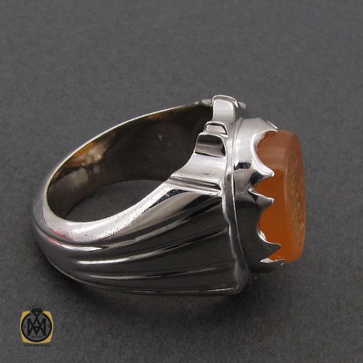 انگشتر عقیق یمن با حکاکی اسد الله الغالب مردانه - کد 10702 - تصویر 2