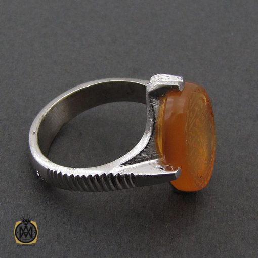 انگشتر عقیق یمن با حکاکی انا خادم الحسین المظلوم مردانه - کد 10715 - تصویر 2