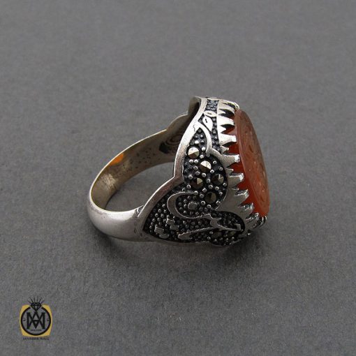 انگشتر عقیق یمن با حکاکی انا خادم الحسین المظلوم مردانه - کد 10727 - تصویر 2