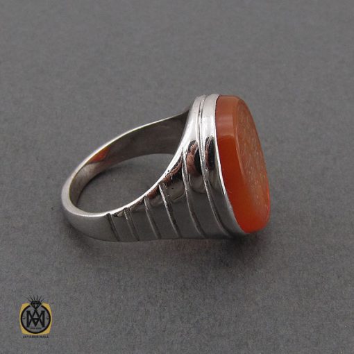 انگشتر عقیق یمن با حکاکی شرف الشمس و ماشاالله لا قوه الا بالله ان ترن انا اقل منک مالا و ولدا مردانه - کد 10730 - تصویر 3