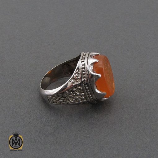 انگشتر عقیق یمن با حکاکی شرف الشمس و رفع الله رایه العباس مردانه - کد 10735 - تصویر 2