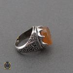 انگشتر عقیق یمن با حکاکی شرف الشمس و هذا من فضل ربي مردانه - کد 10738 - تصویر 2