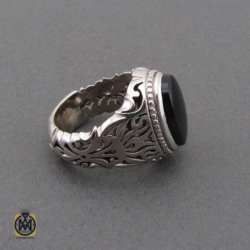 انگشتر عقیق جزع یمن مردانه دست ساز - کد 10747 - تصویر 2