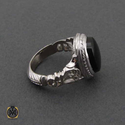 انگشتر عقیق جزع یمن مردانه دست ساز - کد 10748 - تصویر 2