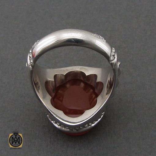 انگشتر عقیق یمن با حکاکی ماشاالله لا قوه الا بالله ان ترن انا اقل منک مالا و ولدا مردانه - کد 10695 - تصویر 3