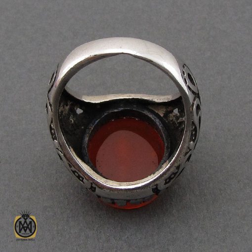 انگشتر عقیق یمن با حکاکی ماشاالله لا قوه الا بالله ان ترن انا اقل منک مالا و ولدا مردانه - کد 10697 - تصویر 3