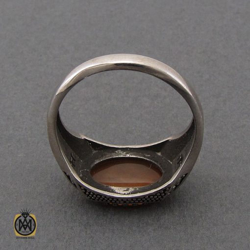 انگشتر عقیق یمن با حکاکی یا سید الشهدا صرح صفوی مردانه - کد 10718 - تصویر 3