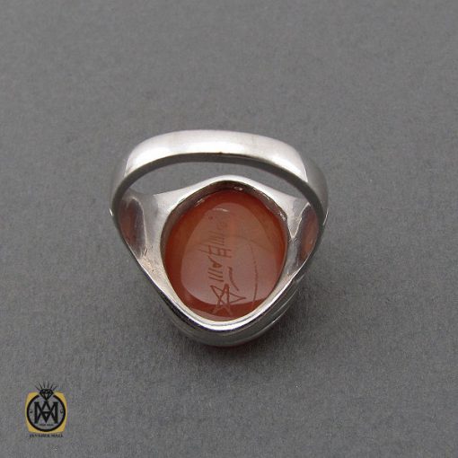 انگشتر عقیق یمن با حکاکی شرف الشمس و ماشاالله لا قوه الا بالله ان ترن انا اقل منک مالا و ولدا مردانه - کد 10730 - تصویر 4