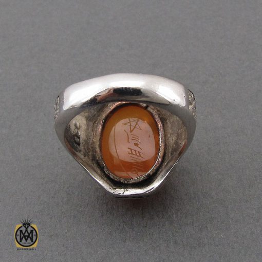 انگشتر عقیق یمن با حکاکی شرف الشمس و رفع الله رایه العباس مردانه - کد 10735 - تصویر 3