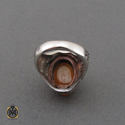 انگشتر عقیق یمن با حکاکی شرف الشمس و هذا من فضل ربي مردانه - کد 10738 - تصویر 3