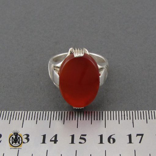 انگشتر عقیق قرمز چهارچنگ مردانه – کد 10778 - تصویر 4