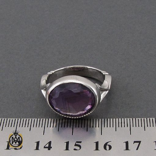 4 انگشتر آمتیست خوش رنگ مردانه دست ساز - کد 10693 - تصویر 4