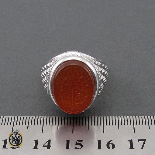 انگشتر عقیق یمن با حکاکی ماشاالله لا قوه الا بالله ان ترن انا اقل منک مالا و ولدا مردانه - کد 10695 - تصویر 4