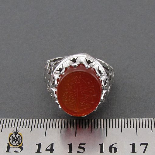 انگشتر عقیق یمن با حکاکی ماشاالله لا قوه الا بالله ان ترن انا اقل منک مالا و ولدا مردانه - کد 10696 - تصویر 4