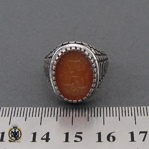 انگشتر عقیق یمن با حکاکی یا حسین مظلوم مردانه - کد 10700 - تصویر 4