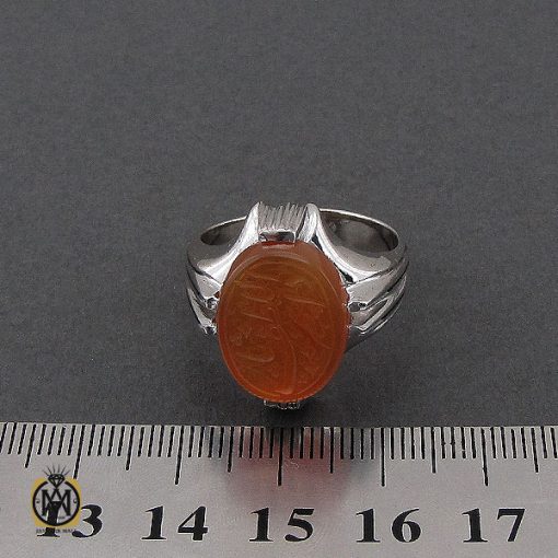 انگشتر عقیق یمن با حکاکی یا دائم اللطف مردانه - کد 10703 - تصویر 4