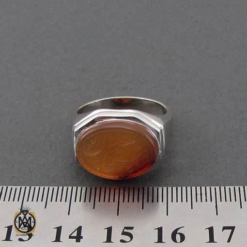 انگشتر عقیق یمن با حکاکی سبحان الله مردانه - کد 10705 - تصویر 4